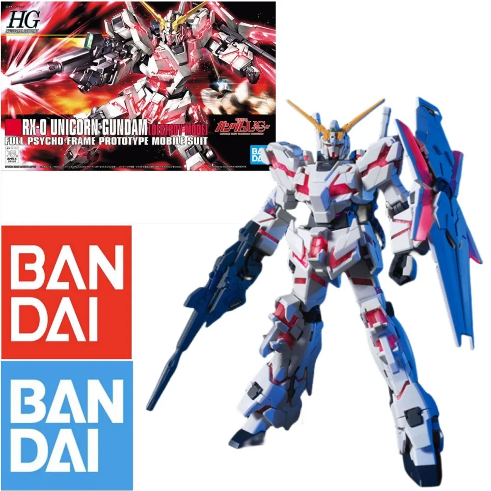 

Bandai UNICORN Gundam RX-0 HG 1/144 Anime Collectible Game Action Assembly Action Figures Model Original Pvc Kit Toys for Gift