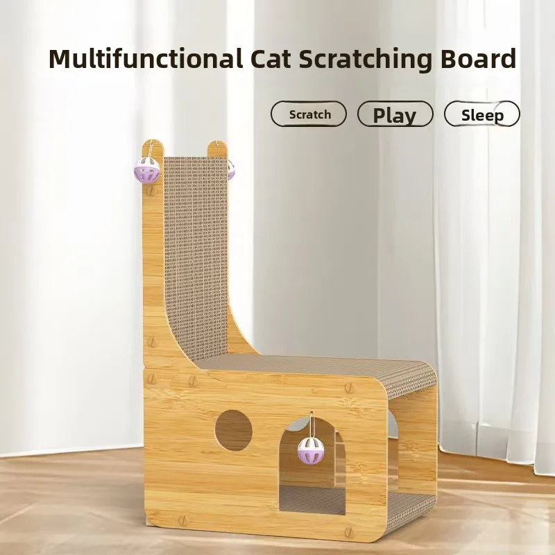 L-aped Multi-Functional  Scratching Board S Nest Two-In-One  Toy Durable Non-Slip Scratch Resistant Corrugated...