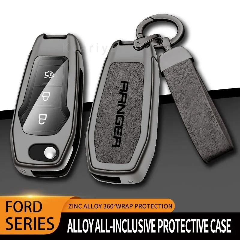 

New car zinc alloy key case suitable for Ford Ranger 2018 2021 2023 high-end car key chain shell auto accessories