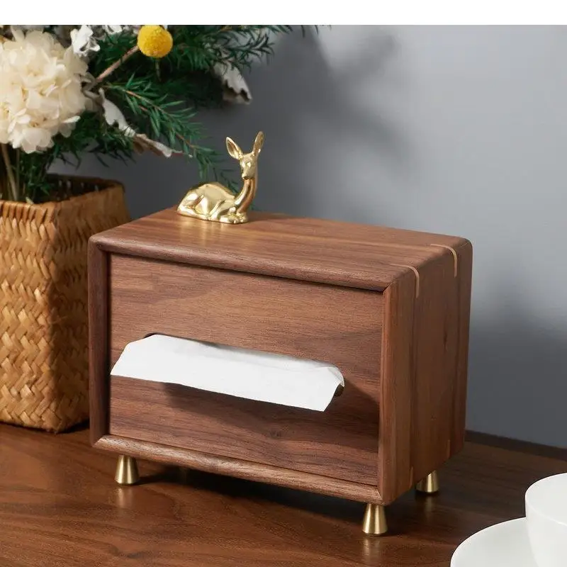 

Wooden Tissue Box Rectangular Napkin Box Brass Deer Magnetic Paper Towel Holder Napkin Case Tissue Storage Boxes Napkin Holder