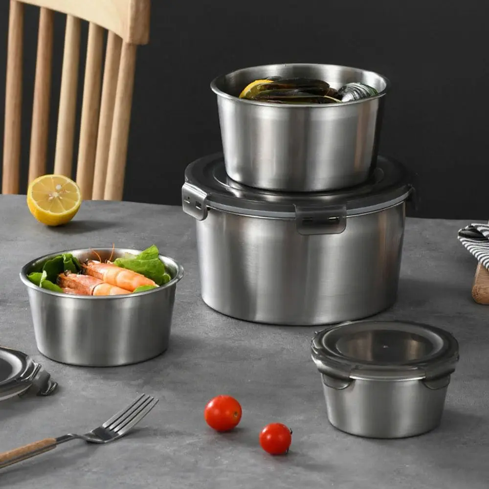 1Pcs with Lid Sealed Fresh Box Microwave Heating Lunch Box 316 Stainless Steel Refrigerator Frozen Crisper