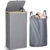 Laundry Basket With Lid, 105 L, Foldable 600D Oxford Fabric With Removable Laundry Bag, Bamboo Laundry Box, Laundry Sorter 1