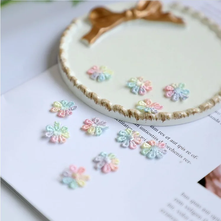 Lace Fabric Lace Sewing Accessories Lace Sewing Supplies Lace Accessories Lace Garment Accessories Lace Decoration Clothing Craft Accessories Chiffon Lace Fabric 50 Pieces/lot Rainbow Water Soluble Daisy Flower Lace Patches Motif Venise Lace Trim Applique Sewing Craft Dress Decor 12mm
