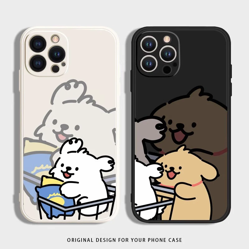 Cute Cartoon Dog Phone Case For Lovers Couples Fit for iPhone 11 12 13 14 15 16 Pro Max XR X XS 8 7 Plus Mini SE 2020 2022