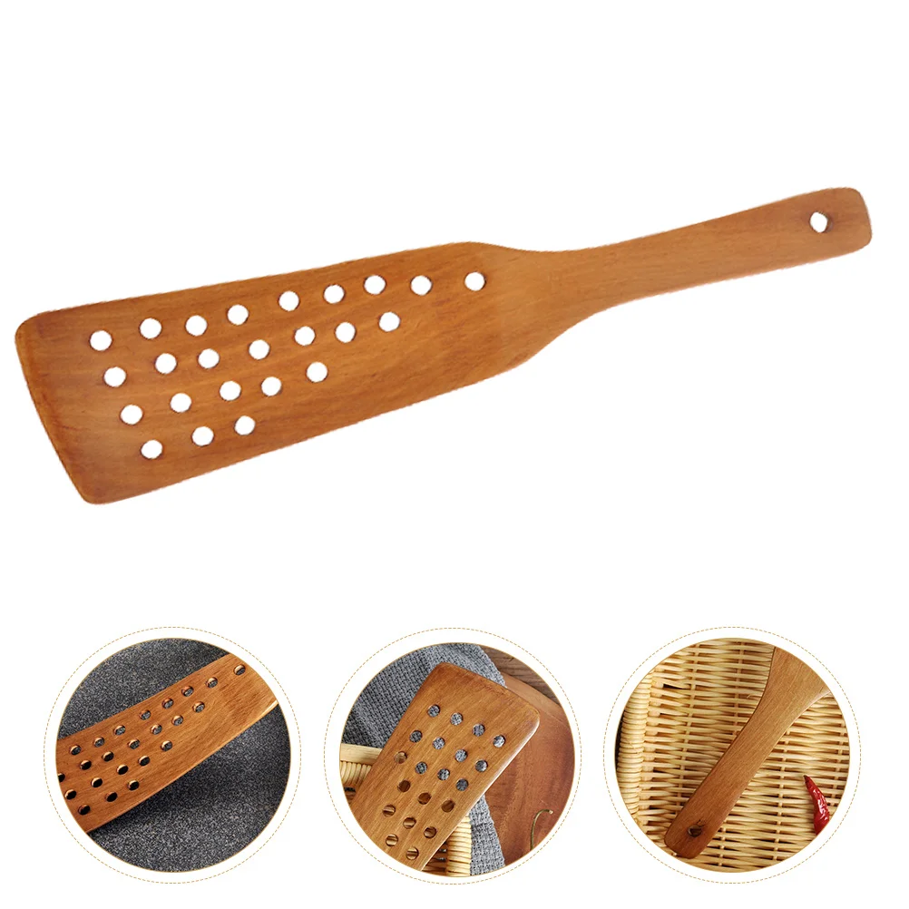 

Wooden Cooking Utensils 24 Hole Frying Spatula with Holes Anti-scald Cookware Non-stick Kitchen Stir-fry Wok