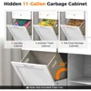 Tilt Out Trash Cabinet, Kitchen Island with 2 Drawers & Adjustable Shelf, Recycle Bins Pet Proof Garbage Can Holder 5