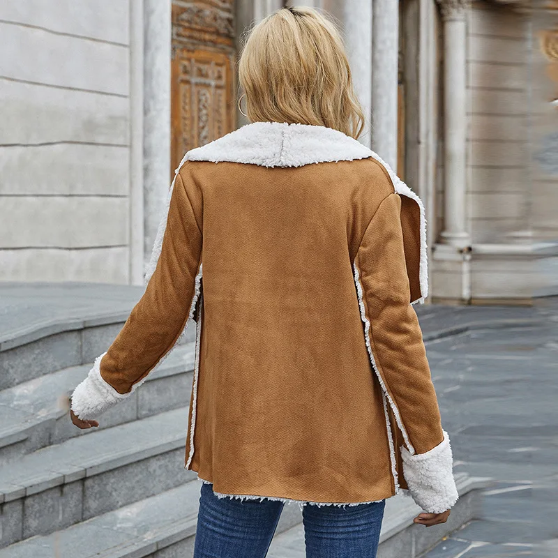 Women's Fashion Autumn and Winter Casual Trendy New Mid-length Coats Fashion Lapel Long-sleeved Cardigan Ladies Woolen Jacket