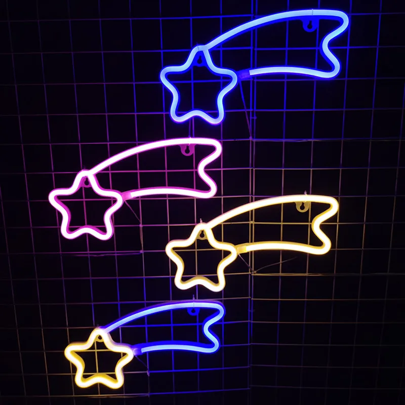 

LED Meteor Neon Signs Lights For Pub Bar Bedroom Wall Hanging Lamp Battery USB Operated Wedding Home Christmas Party Room Decor