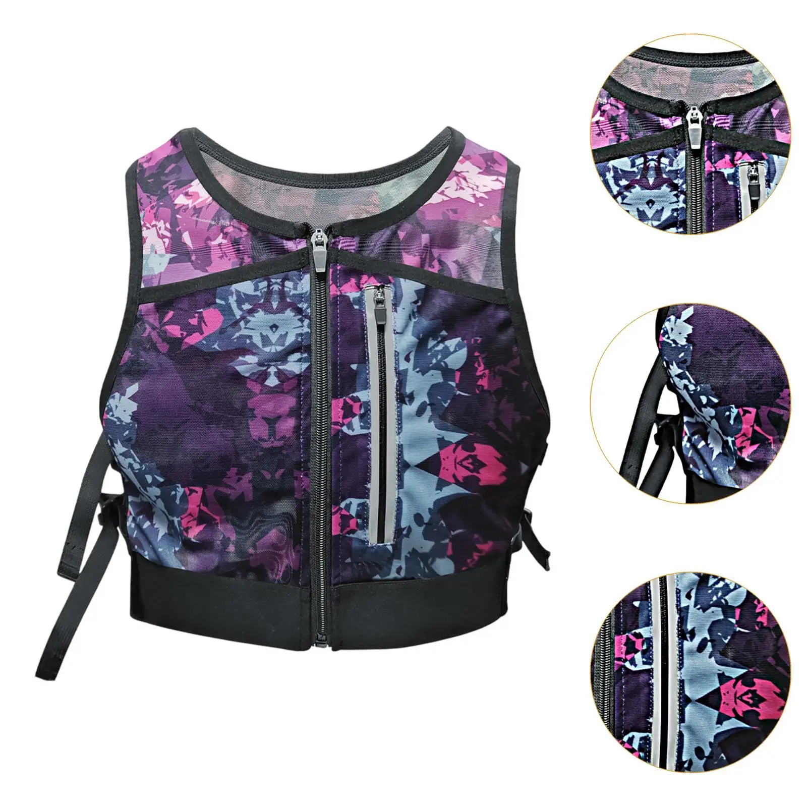 Running Vest Reflective Front Zipper Trendy Lightweight Phone Holder Chest Bag for Cycling Workout Jogging Camping Motorcycling