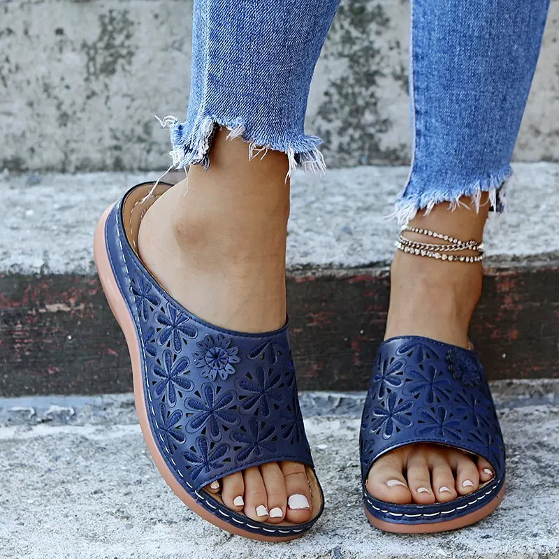 

2023 Summer Women Wedge Sandals Premium Orthopedic Open Toe Sandals Vintage Anti-slip Leather Casual Female Platform Retro Shoes