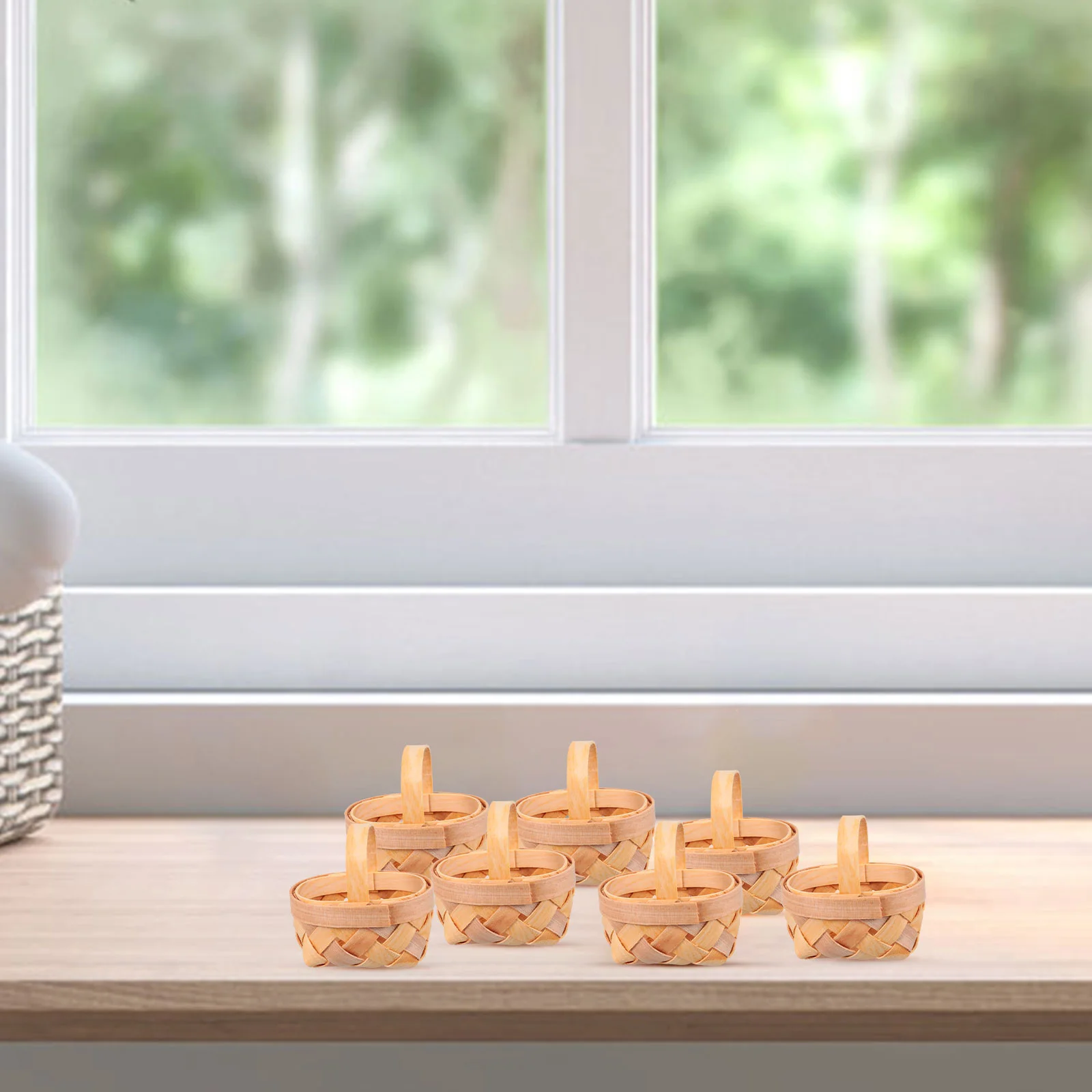 12Pcs Mini Wood Chip Basket Hand Woven Baskets Storage Bins Decorative Containers Home naments ganization Solutions 5