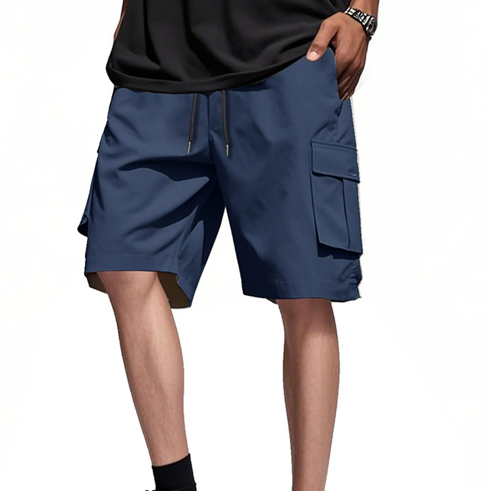 Men Summer Cargo Shorts Elastic Wide Leg Workwear