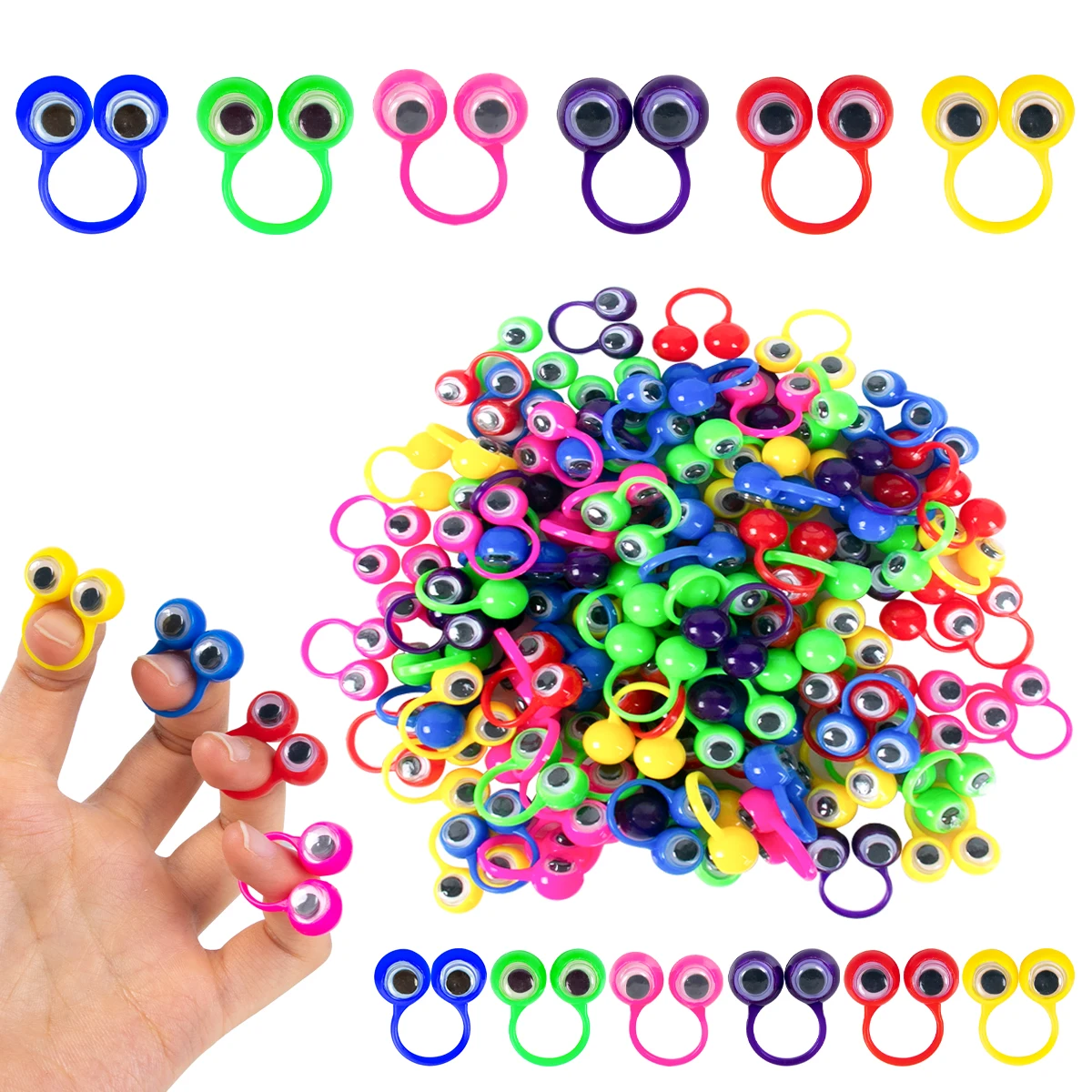 Party Toys 20pcs Funny Wiggle Eyeball Finger Puppet Plastic Rings for Kids