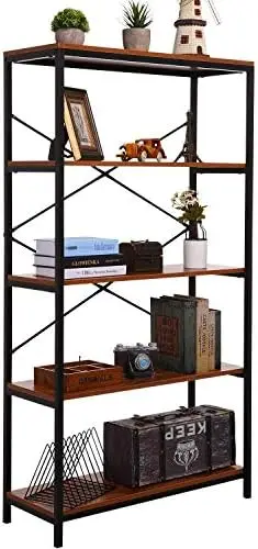 

Open Book Shelves, 71 Tall Modern Bookshelf 6 Foot, Free Standing Display Shelving Unit, 5 Tier Industrial Bookcase for Living R