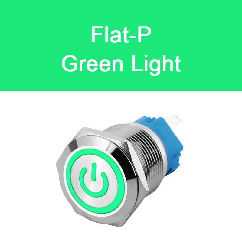thumbnail image 1 of Botón pulsador de metal de 12 mm, 16 mm, 19 mm y 22 mm, interruptor de encendido y apagado, luz LED, botón circular plano impermeable, 3 V, 6 V, 12 V, 24 V, 110 V, 220 V, IP65, 1 of 5