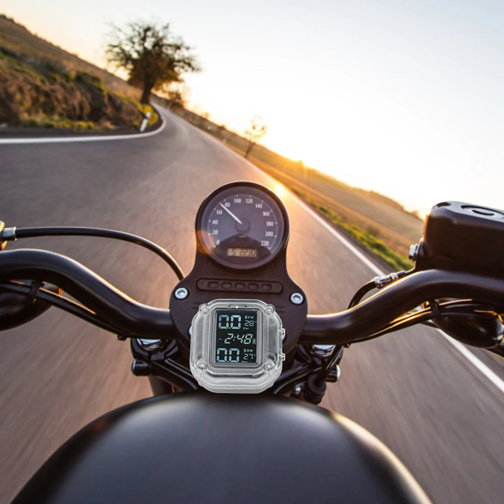 Motorcycle Tire Pressure Monitor USB Solar Charging Motorcycle TPMS Motor Tire Pressure Tyre Temperature Monitoring Alarm System 2 External