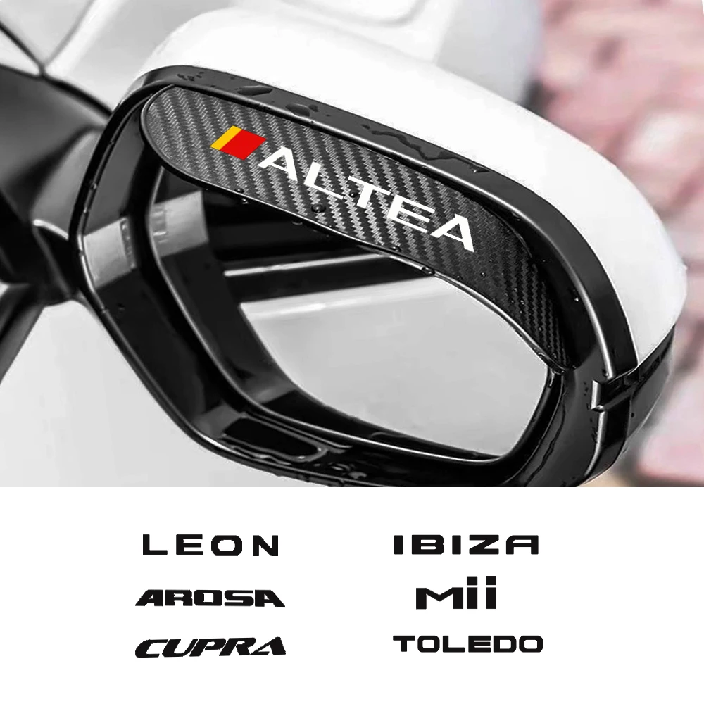 2Pcs Carbon Fiber Car Rearview Mirror Eyebrow Rain Cover For Seat ALTEA AROSA Mii EXEO LEON TOLEDO CUPRA IBIZA ARONA ALHAMBRA