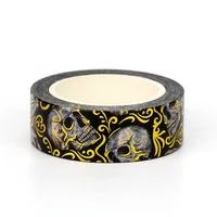 1PC 10M Decorative Gold Foil Skull Halloween Washi Tape Kawaii Scrapbooking Diary Adhesive Masking Tape Journaling Stationery 1