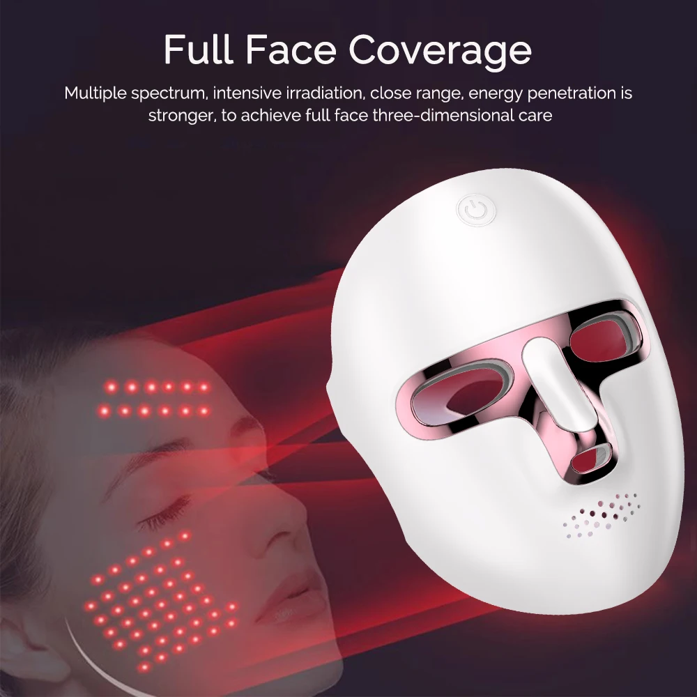 Facial LED Mask 7 Colors Face Skin Care Mask Anti Acne Therapy Skin Rejuvenation Repair Skin Brightening Wireless Use