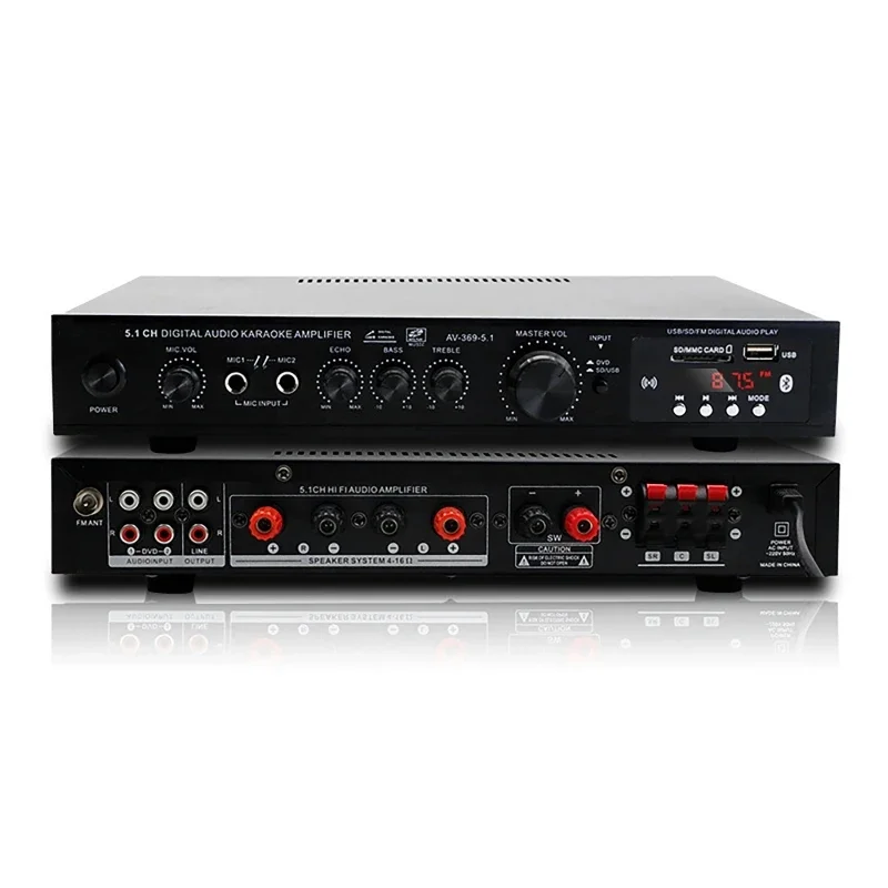 5.1 Channel High Power Amplifier Super Bass Rate Stage Home Theater Bluetooth Radio Amplifier Black 4