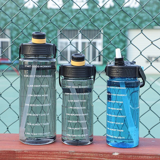 3 Liter Water Bottle with Straw 2L 1L Large Big Motivational  BPA Free School gym Sports Drinking Bottle 3