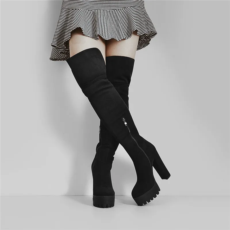 Pleaser ADORE-4000 Plateau Overknee Laarzen 36 Shoes Zwart