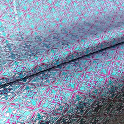 Elegant Vintage Floral Damask Silk Satin Brocade Jacquard Fabric for Sewing and Upholstery (Purple blue)