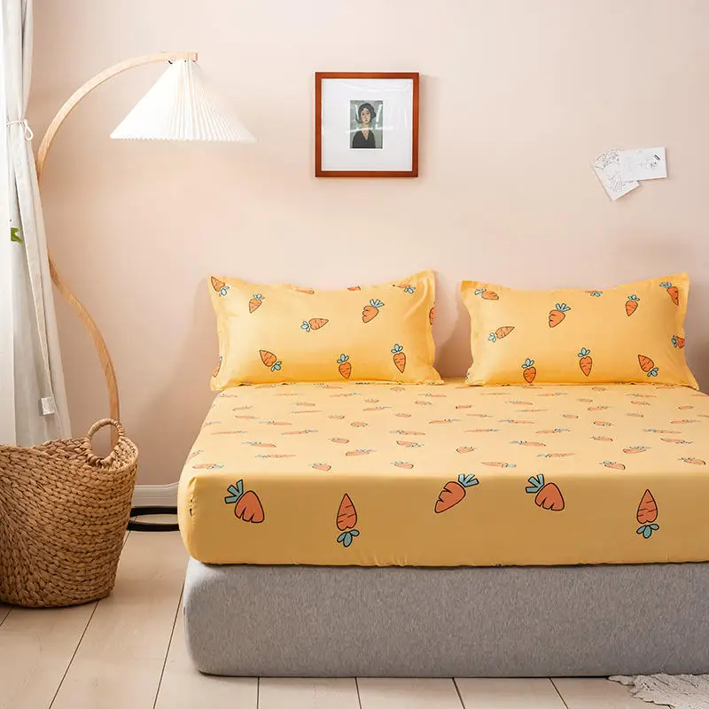 Description Picture 6 of itemYaapeet 1 pc Mattress Cover With Elastic Twin/Full/Queen/King Size Fitted Sheet Carrot Pattern Bedsheet For Adults Children