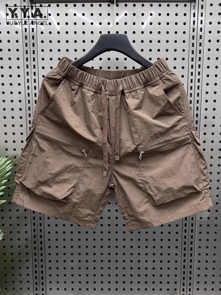 

Шорты-карго мужские с множеством карманов, уличная одежда, до колена, свободные пляжные шорты с эластичным поясом, Повседневные Удобные тонкие, лето