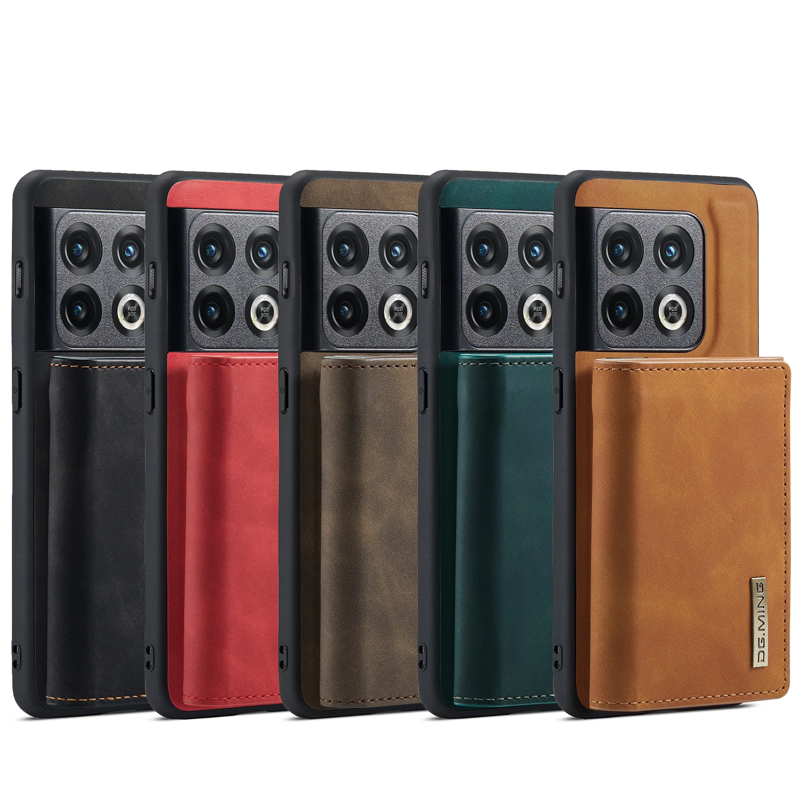 DG.MING Vintage 2in1 Magnetic Detachable Leather Wallet Zipper Case for OnePlus 11 10 Pro ACE 9 Card Slots Holder Back Cover