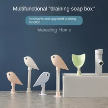 

Bird soap box aluminum tube drain soap box non perforated suction cup soap storage rack vertical soap box