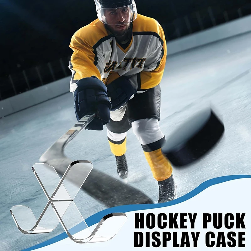 Clear Hockey Puck Display Case Acrylic Hockey Puck Display Stand Sports for 3 Pucks Holder Storage Decoration Gift