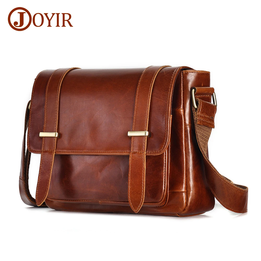 JOYIR Genuine Leather Small Messenger Bag for Men Vintage Shoulder Crossbody Bags for Work Business Travel