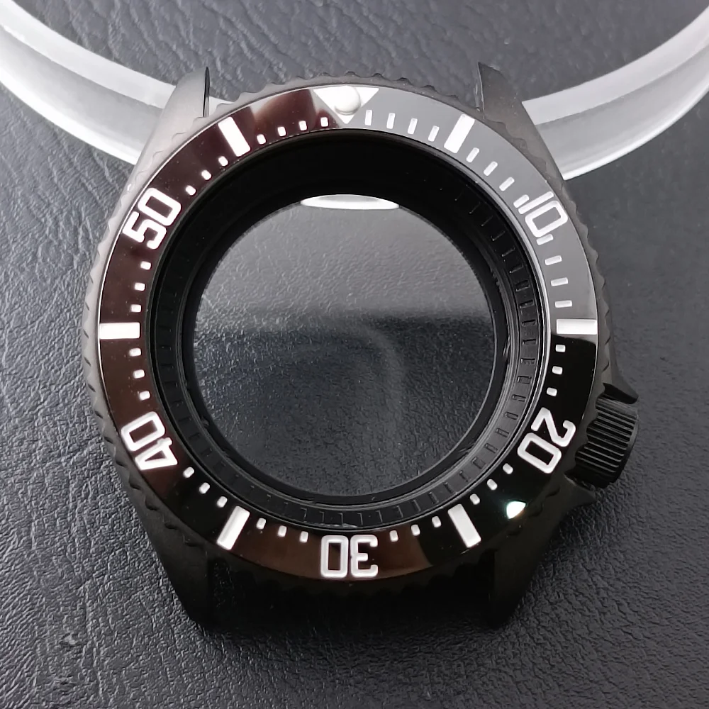 High-Quality 42mm Men's Steel Black Watch Case with Sapphire Glass and 22mm Band
