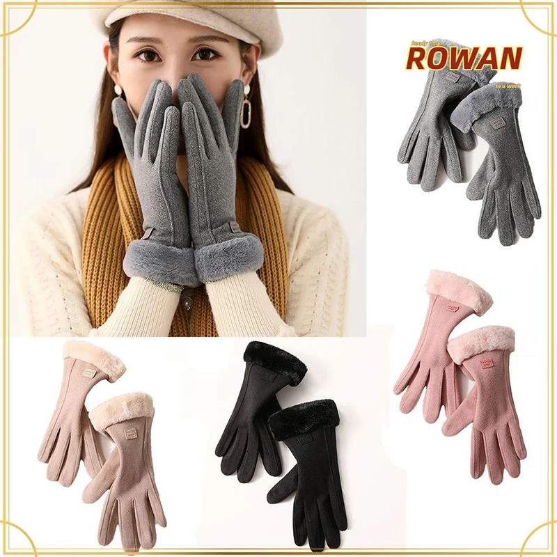 

Теплые и ветрозащитные Модные женские перчатки для улицы, милые пушистые теплые варежки на осень и зиму, варежки с пальцами