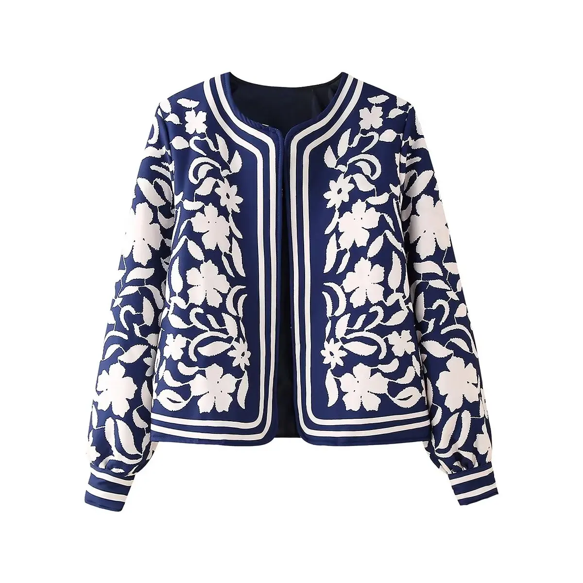 thumbnail image 1 of HH TRAF Invierno Mujer Textura Cuello Redondo Manga Larga Suelta Prendas de Abrigo Moda Mujer Estampado Diseño Cárdigan Botón Abrigo Cálido Mujer, 1 of 5