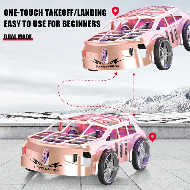 RC Flying Car Dual Mode 2 in 1 Driving Air Land Drone Flight Cool Light Stunt Car 2.4G Remote Control Helicopter Multi-function 2