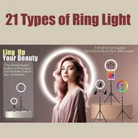 6-14" Ring Light 10 Dimming Levels 22 Modes Professinonal Fill Light 3CCT/RGB with Tripod & Phone/IPad Holder For Live streaming - Image 2