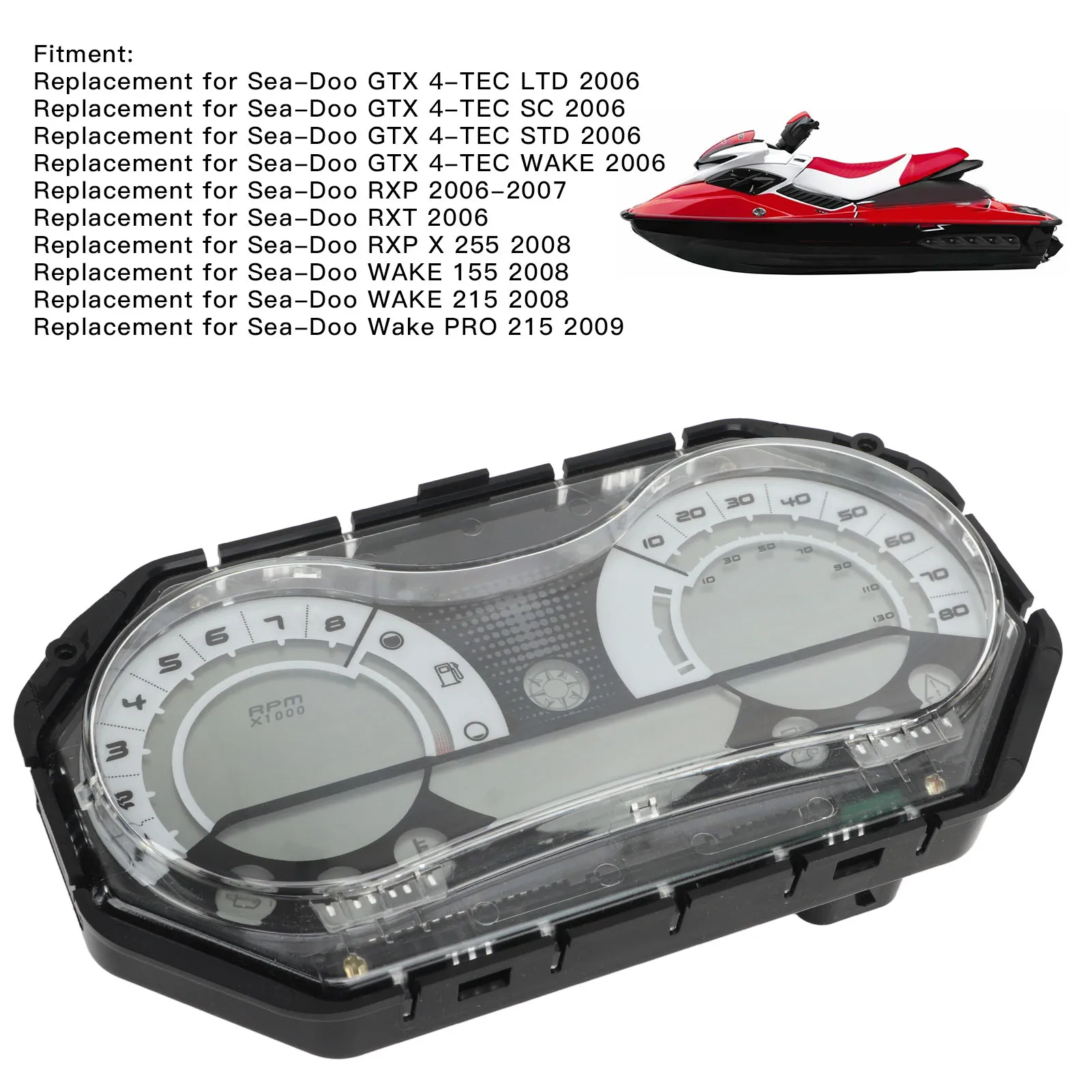 LCD BRP Speedometer Gauge 278002270 Motorboat Instrument Gauge Cluster  Replacement for Sea‑Doo GTX RXP WAKE Ski-doo