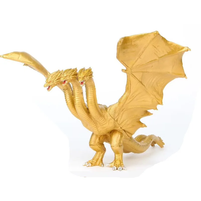 

Bandai Godzilla Monster Three-headed Dragon Quidora 2 Golden Dragon Hand-made Doll Model Ornaments Toys for Kids Birthday Gifts