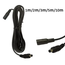 Black DC Power Extension Cable - Female to Male Connector - 2.1mm x 5.5mm Adapter Cord (Black 10m)
