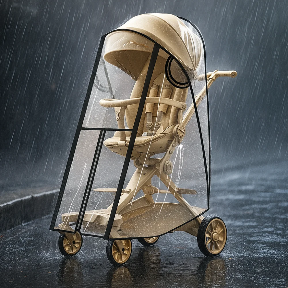 Transparent Baby Strollers Rainproof Cover Windproof Travel Baby Pram Rain Cover Nobstructed View Waterproof Pushchair Raincoat