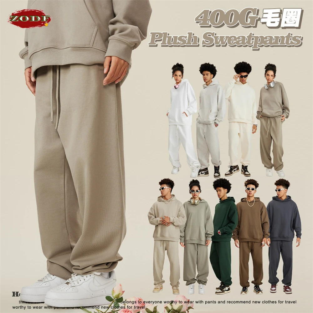ZODF New Men Heavy Weight 440gsm Solid Sweatpants Unisex Loose Basic Casual Comfortable Sport Pants Joggers Streetwears HY0628 2