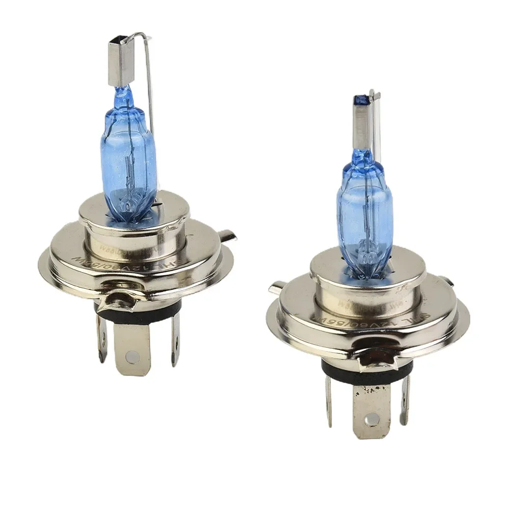 자동차 헤드라이트, H4, 55W, 12V, 화이트 라이트, 슈퍼 브라이트, 듀얼 로우 빔 전구, 자동차 외부 할로겐 조명, 화이트 연청 쉘, 2 개