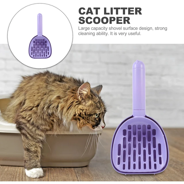 1Set Cat Litter Scoop with Holder Large Capacity Shovel Smooth Surface Easy Filter Portable Pet Litter Cleaning Accessory 5