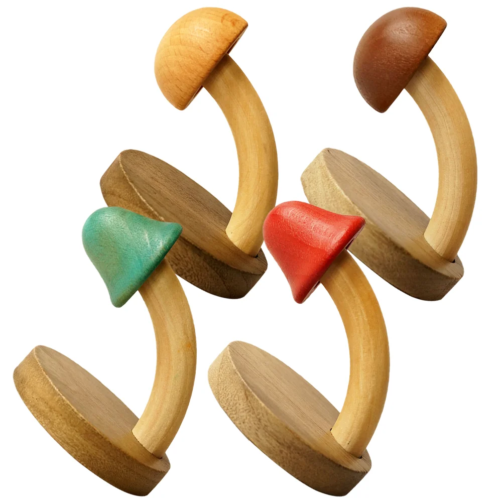 

4 Pcs Clothes Hook Wooden Mushroom Coat Hat Hanger Hooks Decorative Wall for Hanging