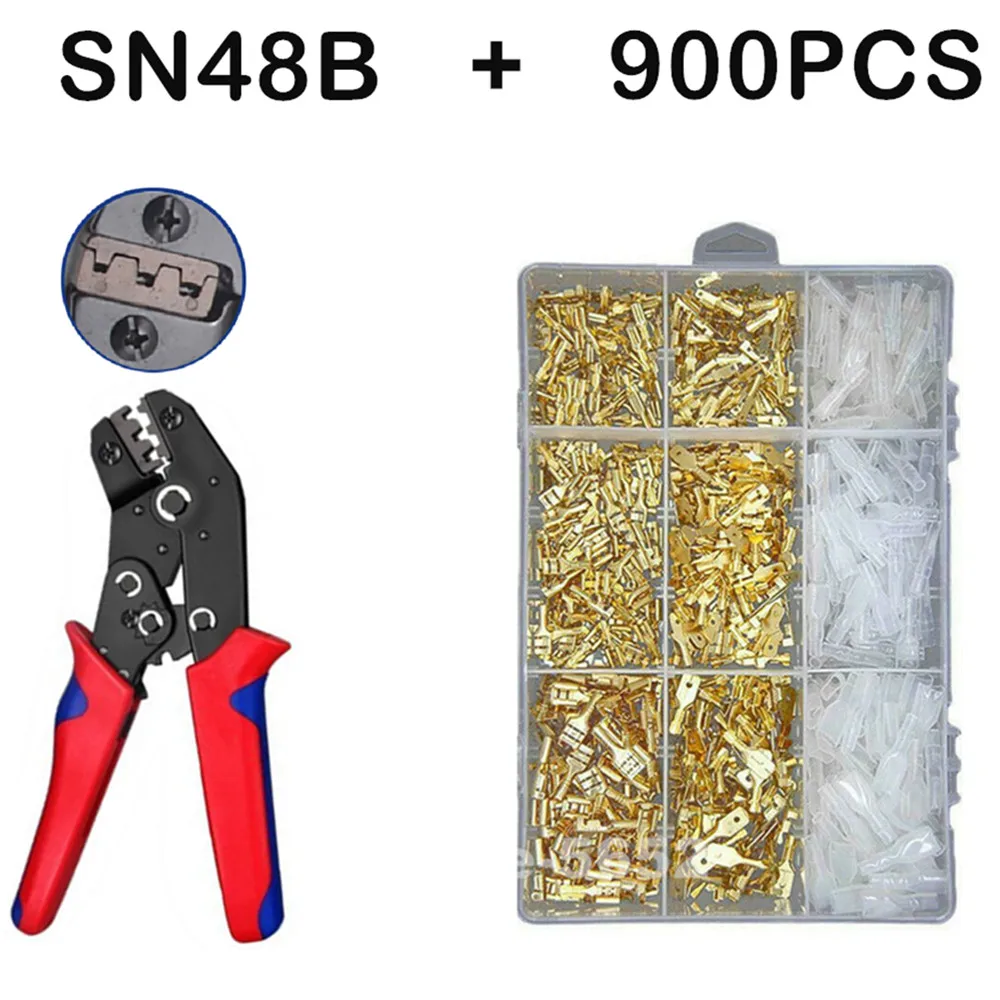 900X Assorted Insulated Electrical Wire Terminal Crimp Connectors Kit with Pliers