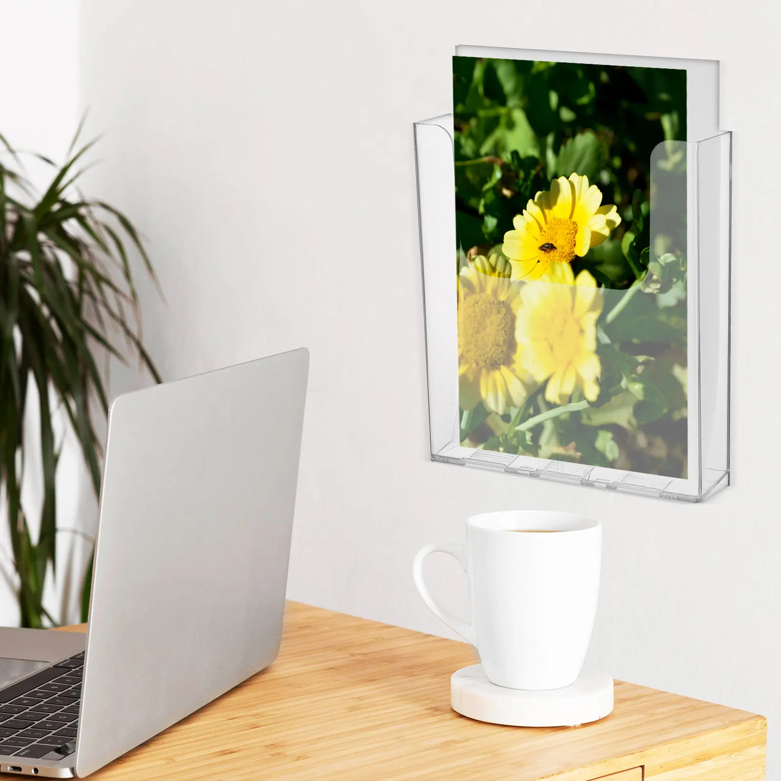 아크릴 브로셔 홀더 투명 벽걸이 파일 정리함 (문서, 잡지, 전단지, 사무실 전시 스탠드 정리함)