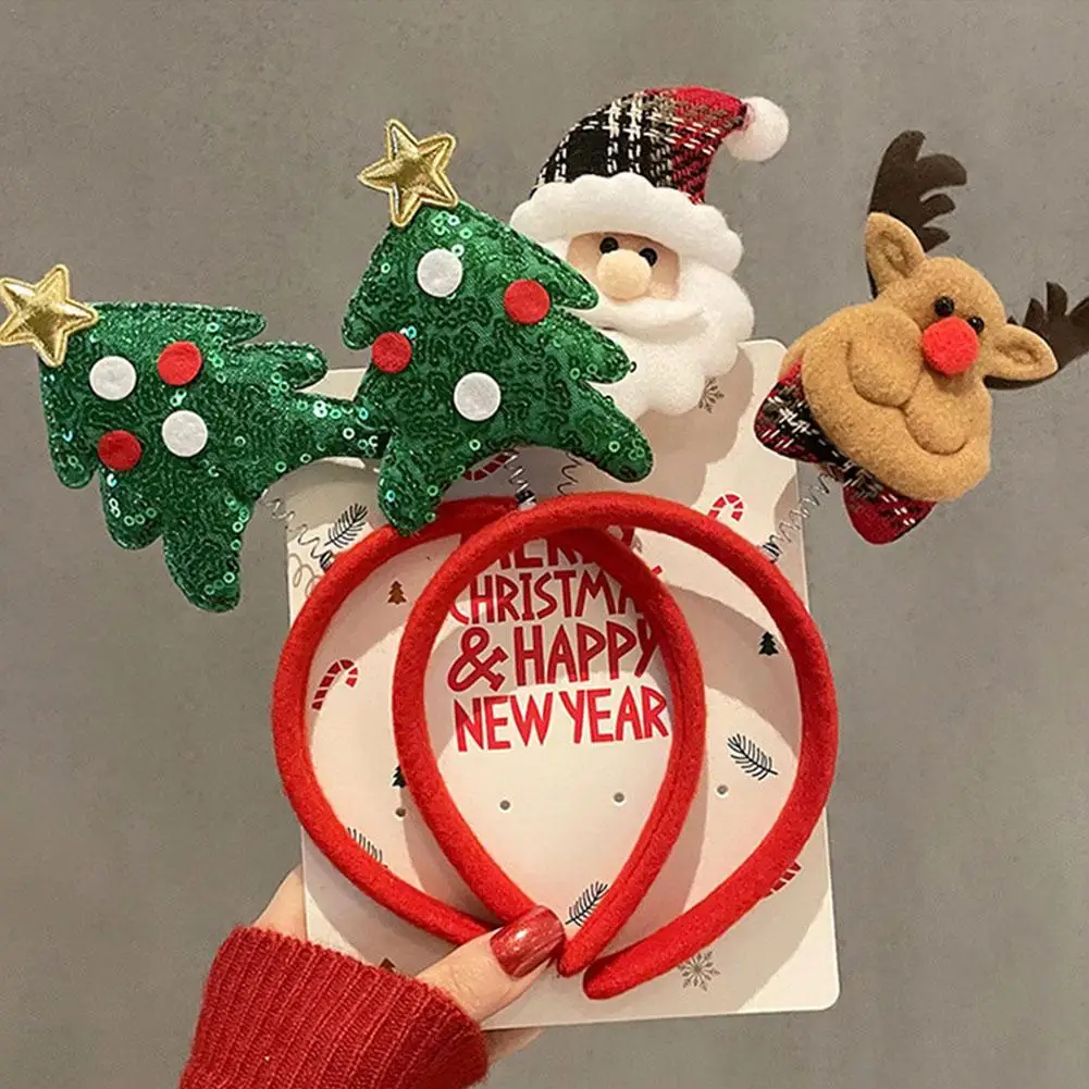 

Christmas Headband For Children Cartoon Santa Claus Snowman Elk Hair Band 2024 Happy New Year Headwear Girls Women Gifts
