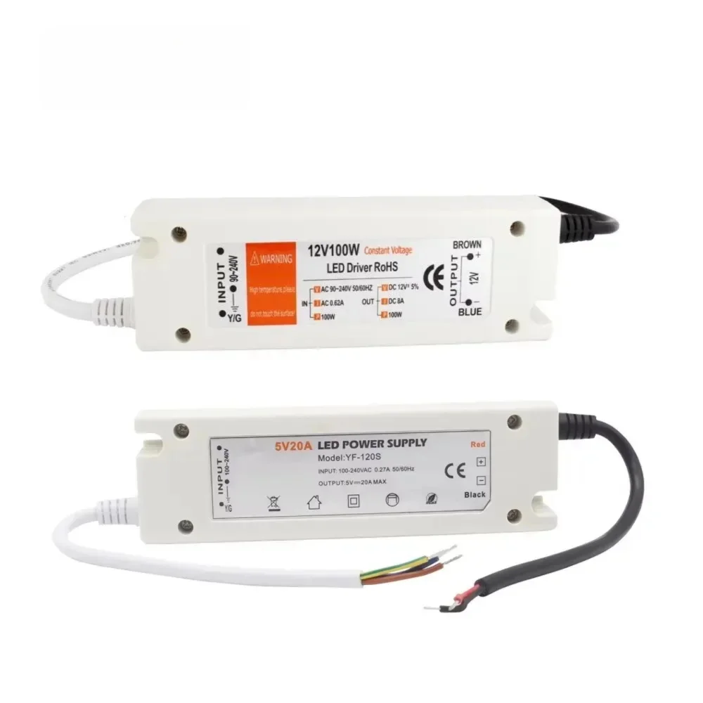Universal LED Power Supply Adapter - AC to DC Lighting Transformer for Strip Lights (60W/72W/100W)